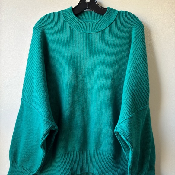Free People Teal Knit Crewneck Sweater - Picture 8 of 14
